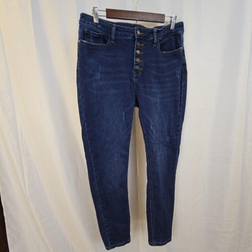 Judy Blue Jeans Juniors 13/31 Blue Medium Wash High Rise Skinny Button Fly Denim